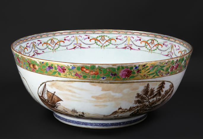 Masive chinese export punchbowl for american market with view of new york | MasterArt